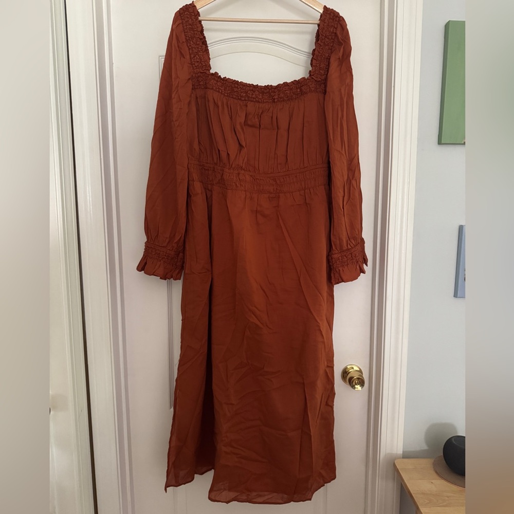 GAP Burnt Orange Long Sleeve Square Neck Sundress